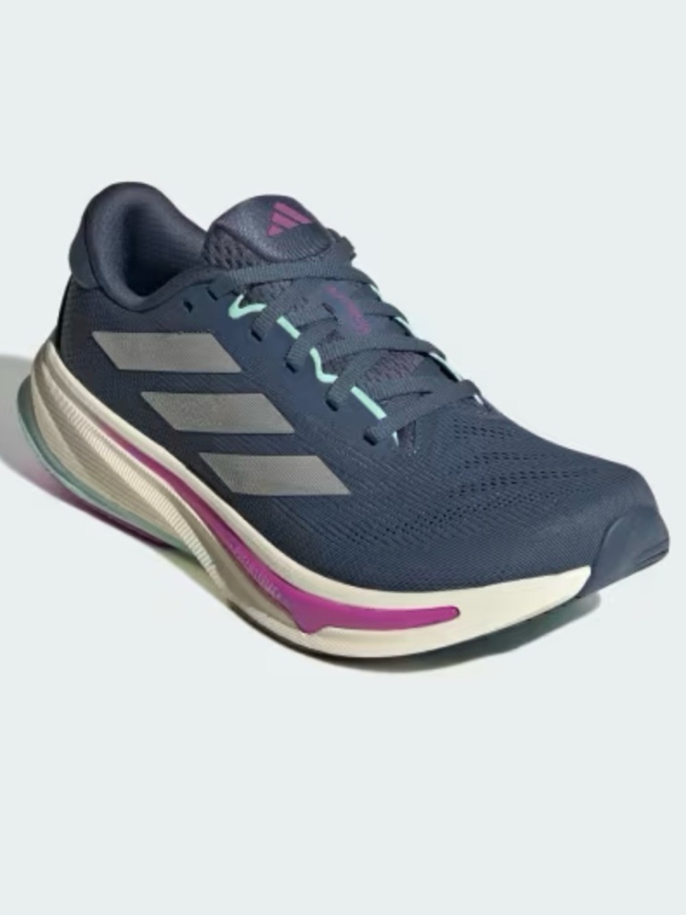 Adidas Supernova Rise 2 Navy Running Shoes with Pink and Mint Accents
